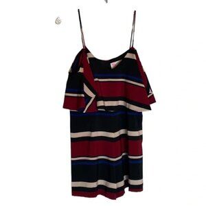 L’atiste Cold Shoulder Stripped Short Romper Red Black & White SZ M Vacation
